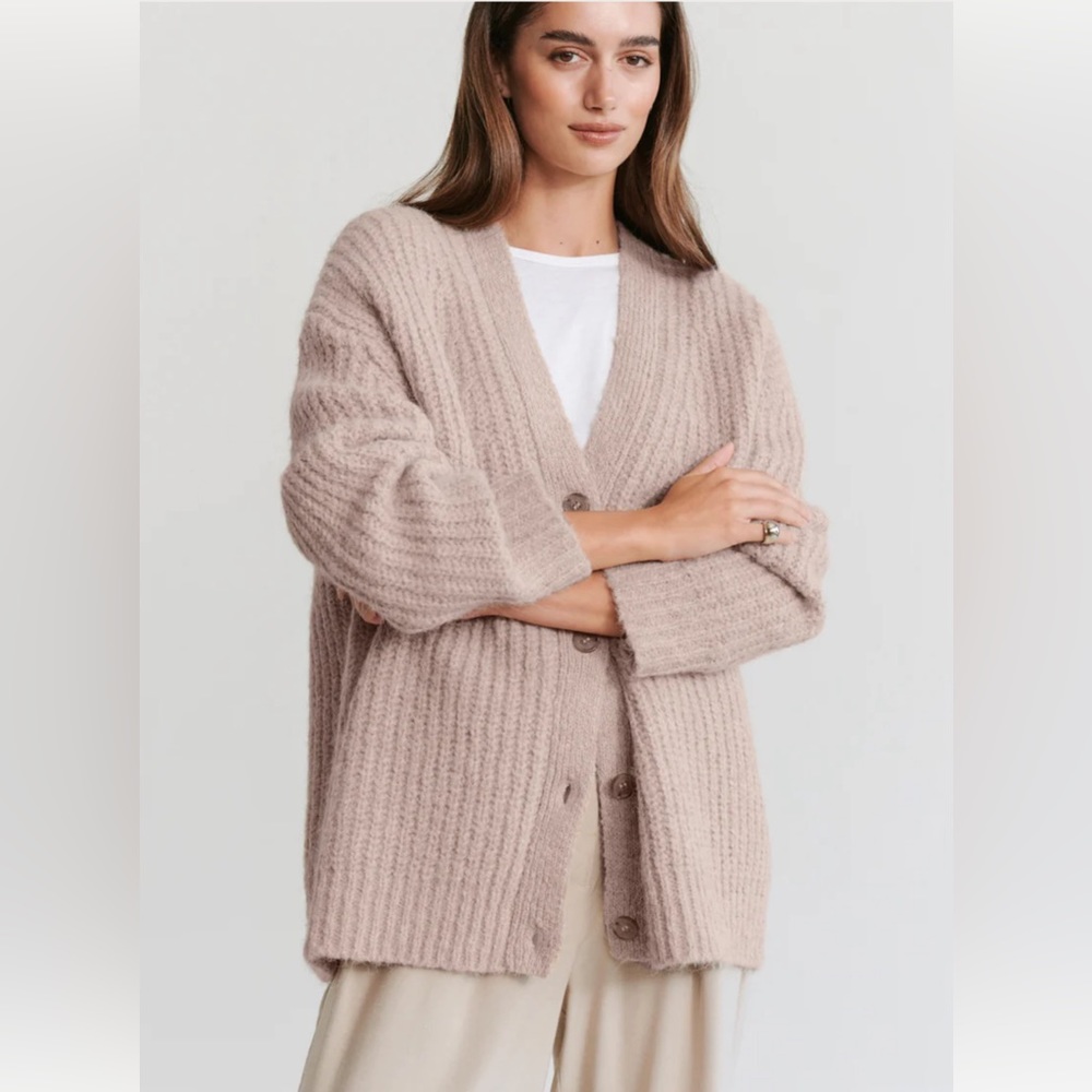 JENNI KAYNE Cocoon Cardigan in Taupe